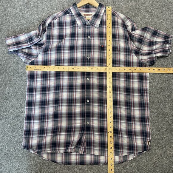 Vintage Quiksilver Mens XXL Plaid Short Sleeve Button-Up Shirt Tencel Blend - Picture 8 of 8